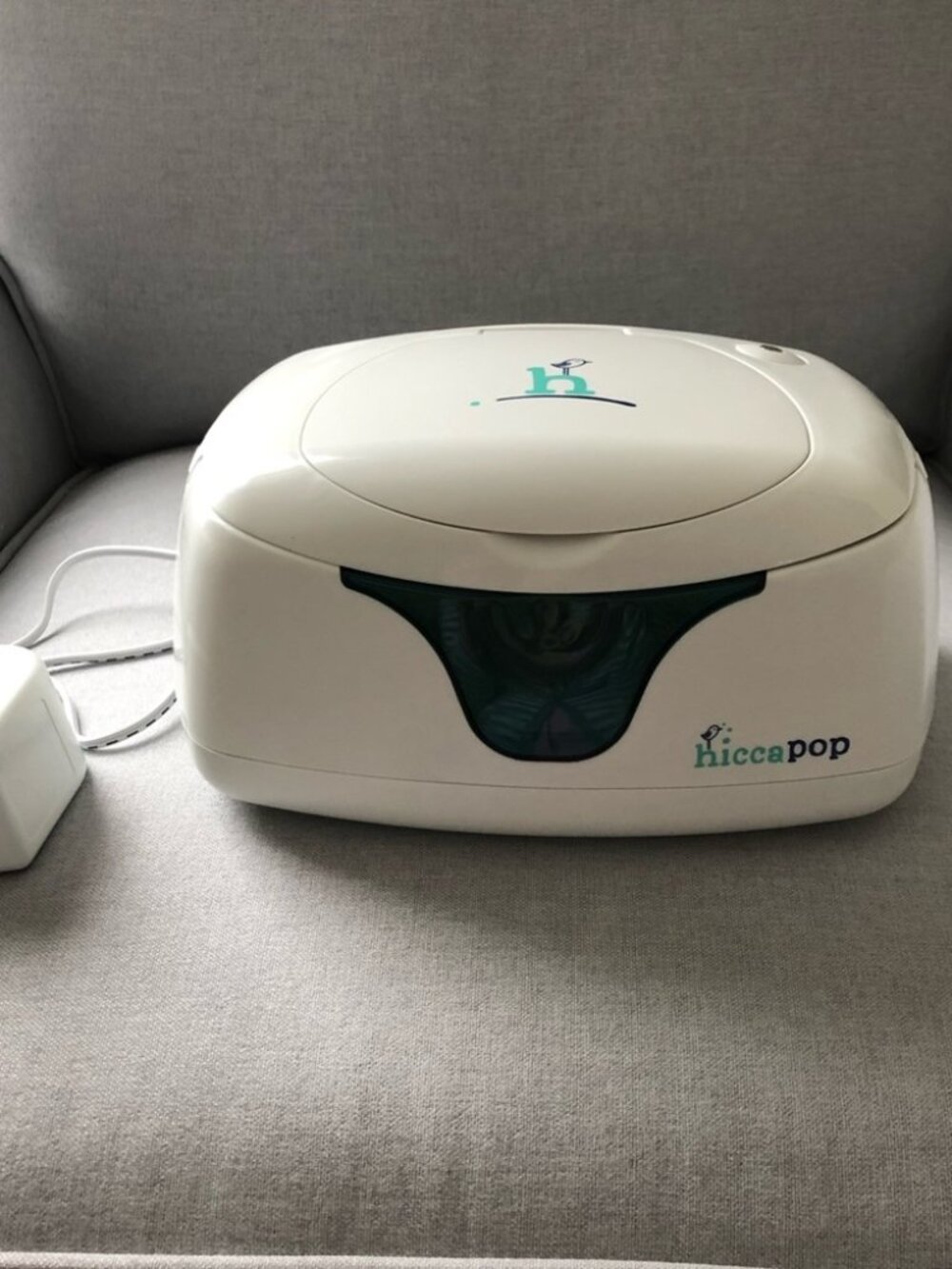 hiccapop White Baby Wipe Warmer with Teal Accent
